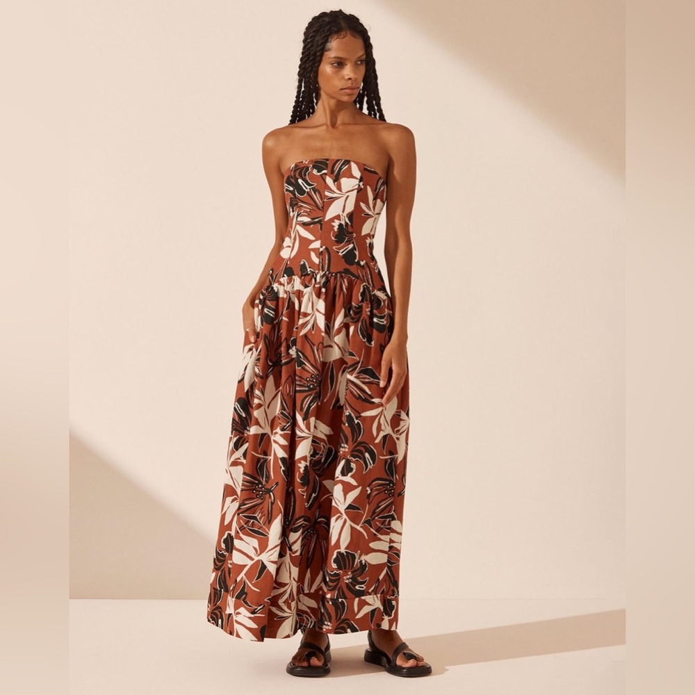 Shona Joy Strapless Corset Linen Dress